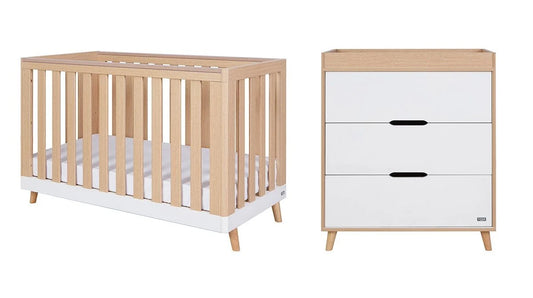 Tutti Bambini Hygge Mini Cot Bed 2 Piece Room Set - White/Light Oak