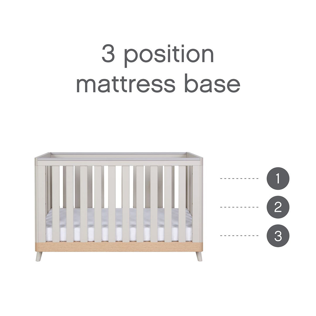 Tutti Bambini Hygge Mini Cot Bed 2 Piece Room Set - Light Oak/White Sand