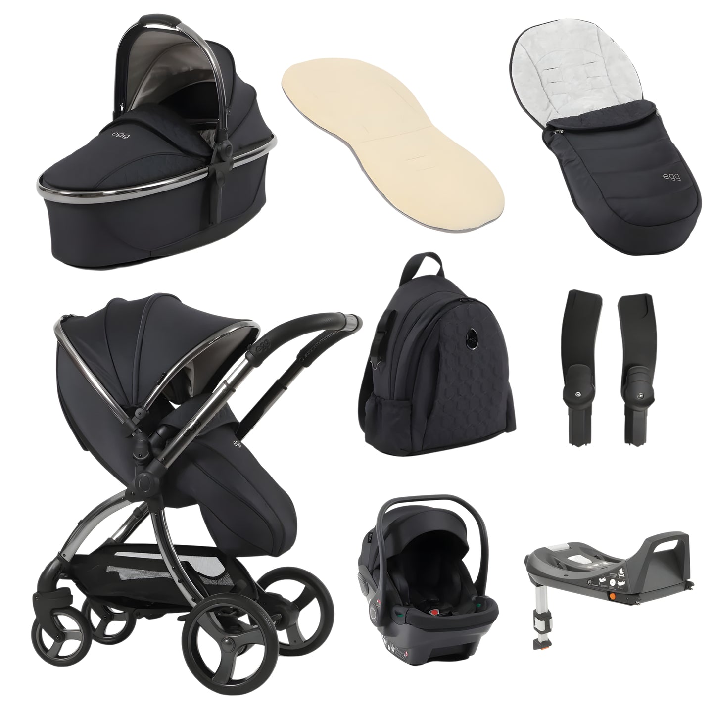 egg3 Luxury Travel System Bundle - Carbonite