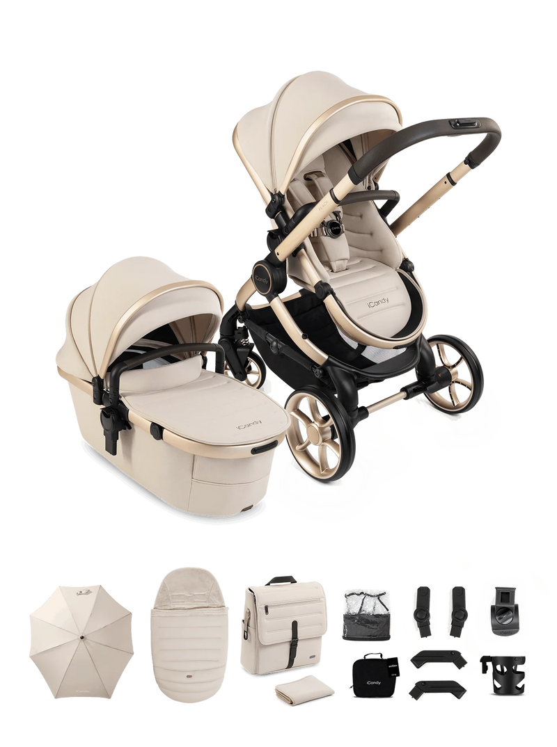 iCandy Peach 8 Editions Collection Complete Pushchair, Carrycot + Accessories Bundle - Biscotti