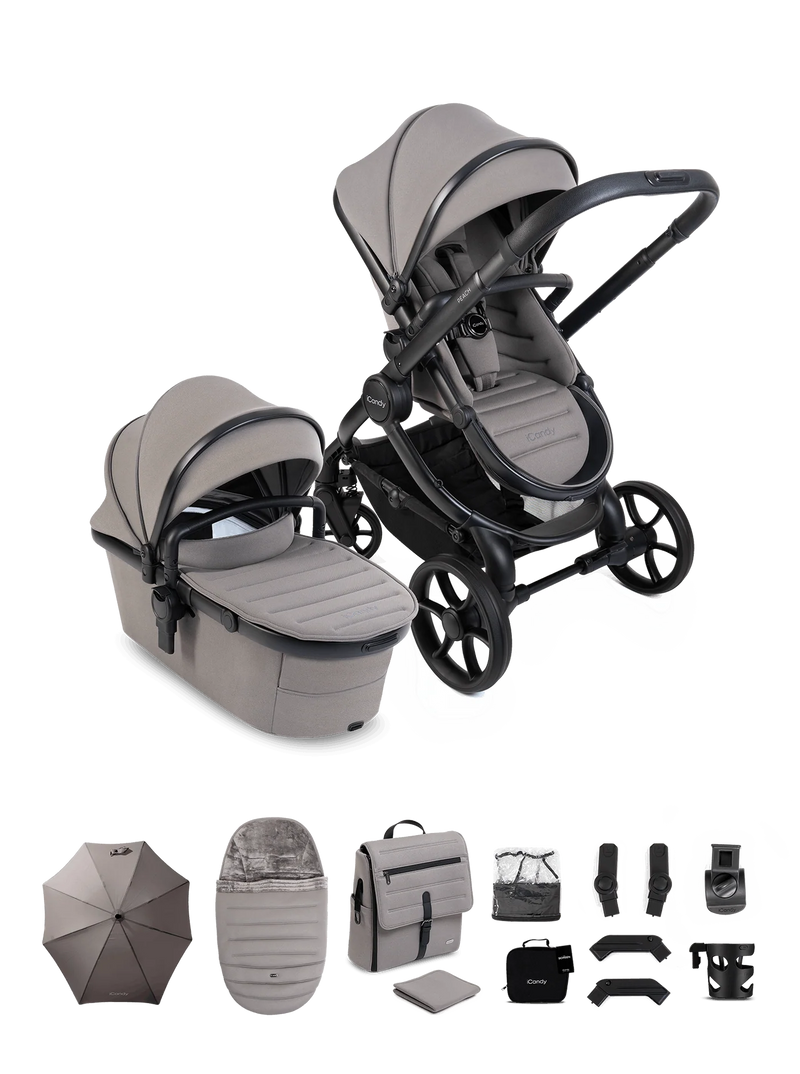 iCandy Peach 8 Complete Pushchair, Carrycot + Accessories Bundle - Porcini
