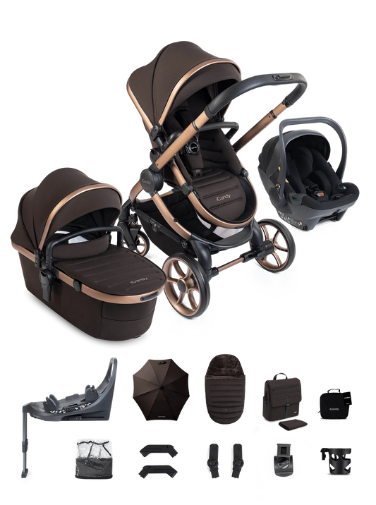 iCandy Peach 8 Editions Collection Complete Bundle with Cocoon 360 Car Seat & Base - Pecan