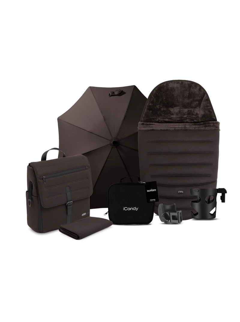 iCandy Peach 8 Editions Collection Complete Bundle with Cocoon 360 Car Seat & Base - Pecan