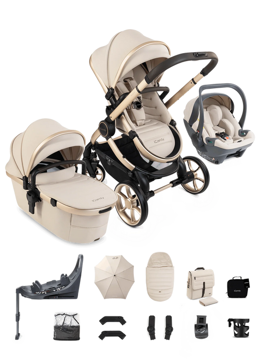 iCandy Peach 8 Editions Collection Complete Bundle with Cocoon 360 Car Seat & Base - Biscotti