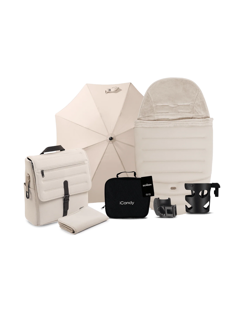 iCandy Peach 8 Editions Collection Complete Pushchair, Carrycot + Accessories Bundle - Biscotti