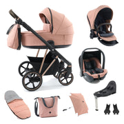 Babystyle Prestige 13 Piece Vogue Travel System - Coral with Copper Gold Chassis (Brown Handle)