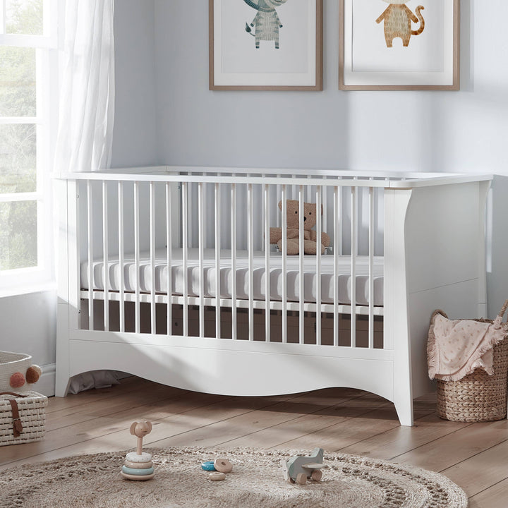 Cuddleco Clara 3 Piece Nursery Furniture Set (Cot Bed, Dresser & Wardrobe) - White