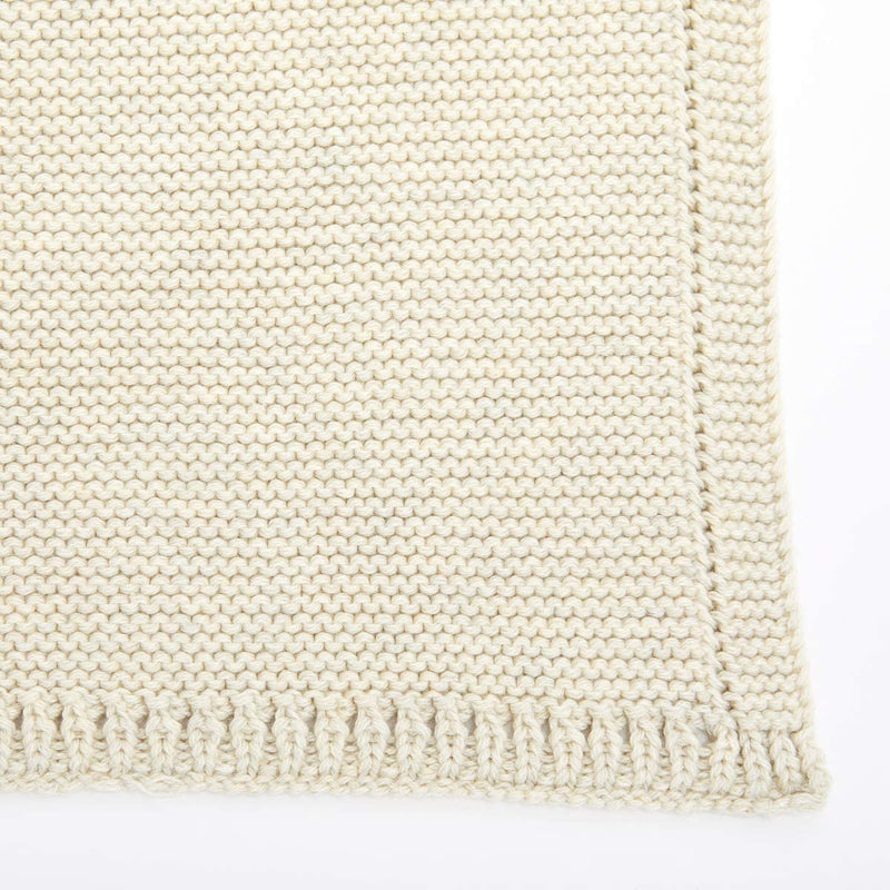The Little Green Sheep Organic Knitted Cellular Baby Blanket - Linen
