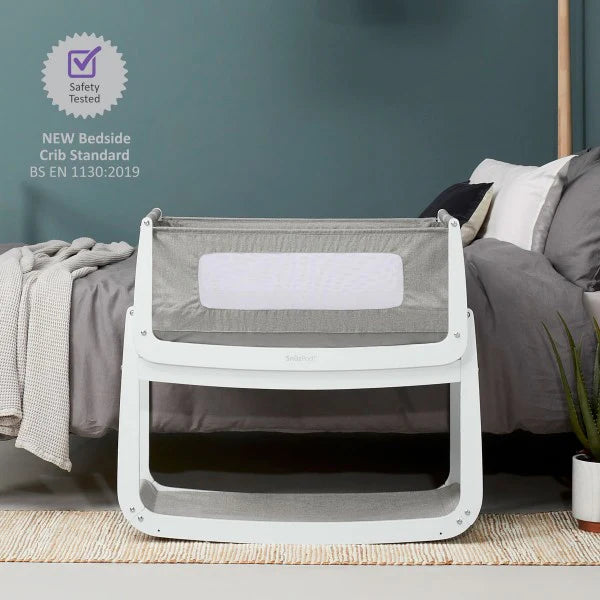 SnuzPod4 Bedside Crib Starter Bundles - Dusk Grey (White Sheets)