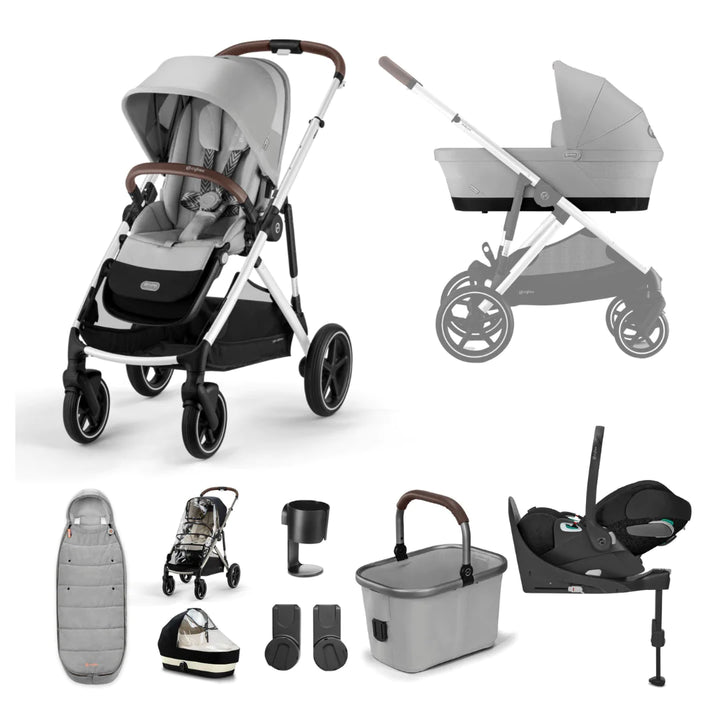 Cybex Gazelle Luxury Bundle with Cloud T Car Seat | Lava Grey on Silver | 2023