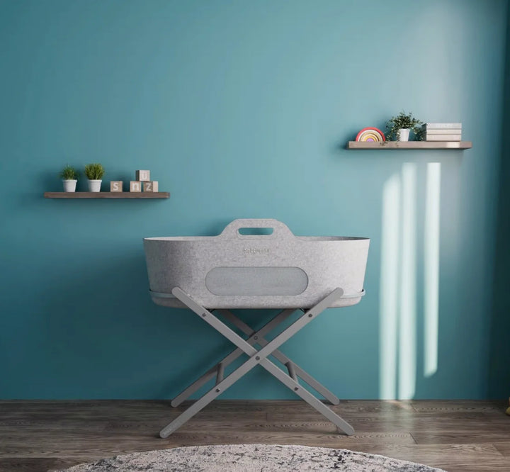 SnuzBaskit Light Grey Moses Basket & Dove Grey Stand Set