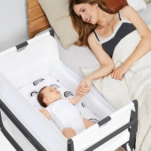 SnuzPod4 Bedside Crib Starter Bundle - Slate (White sheets)