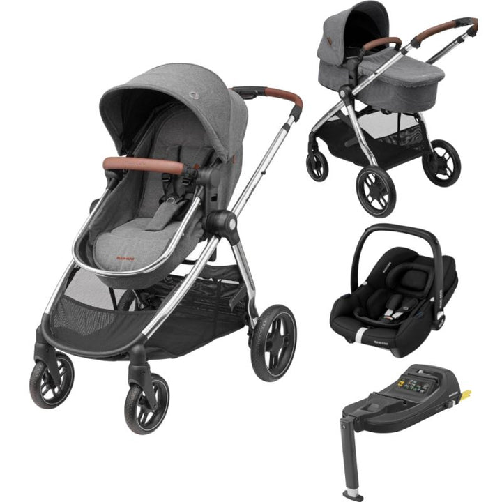 Maxi-Cosi Zelia Luxe with Cabriofix i-Size & Base Travel System in Twillic Grey