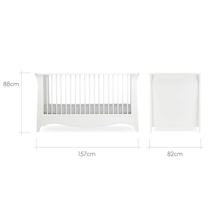 Cuddleco Clara 3 Piece Nursery Furniture Set (Cot Bed, Dresser & Wardrobe) - White