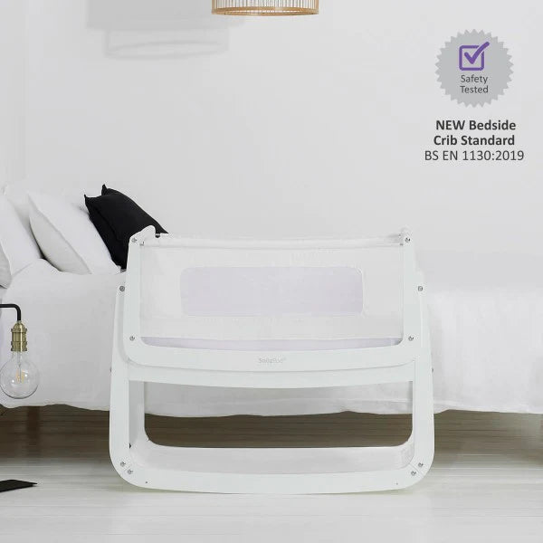 SnuzPod4 Bedside Crib Starter Bundle - White (White Sheets)