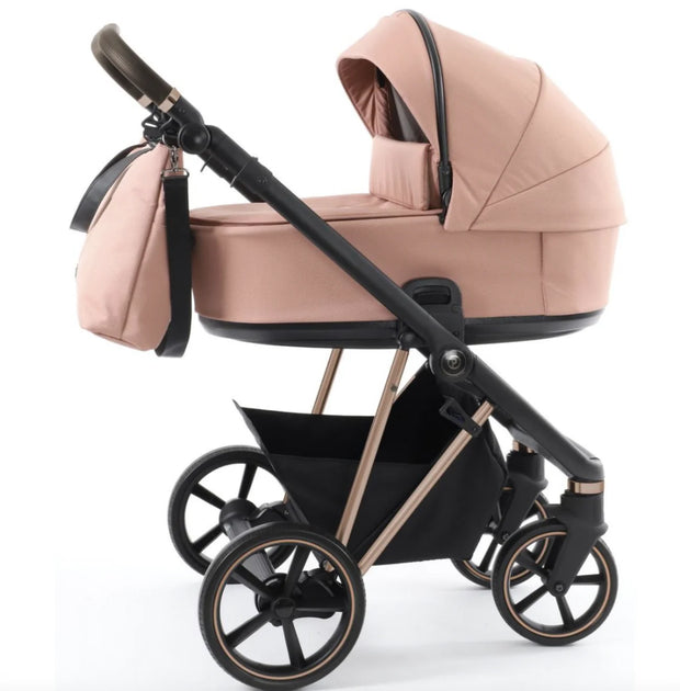 Babystyle Prestige 13 Piece Vogue Travel System - Coral with Copper Gold Chassis (Brown Handle)
