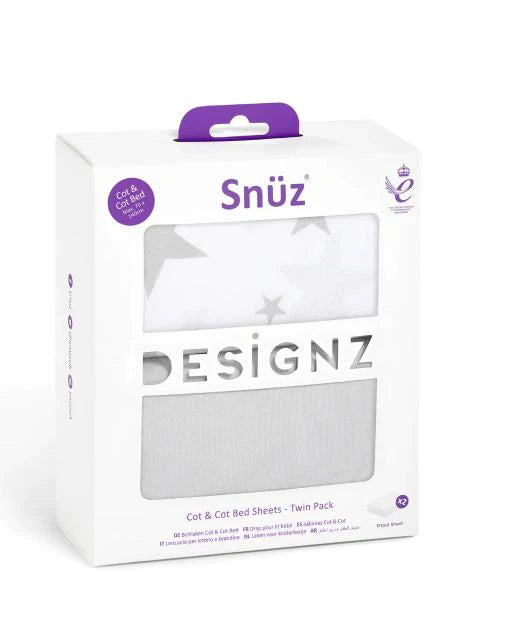 Snuz 2 Pack Crib Fitted Sheets - Stars