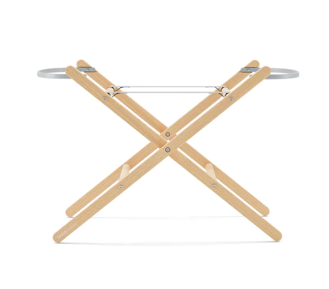 SnuzBaskit Light Grey Moses Basket & Natural Stand Set