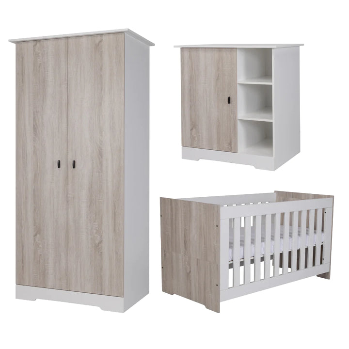 Babystyle Verona 3 Piece Nursery Set - White/Ash