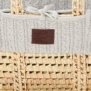 The Little Green Sheep Knitted Moses Basket & Mattress - Dove
