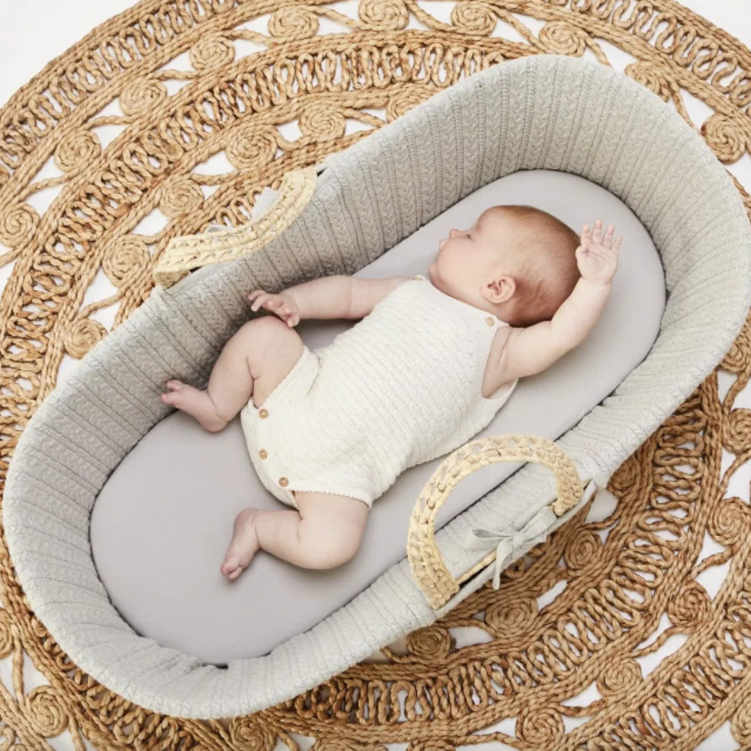 The Little Green Sheep Organic Moses Basket Linen Sheets - Dove