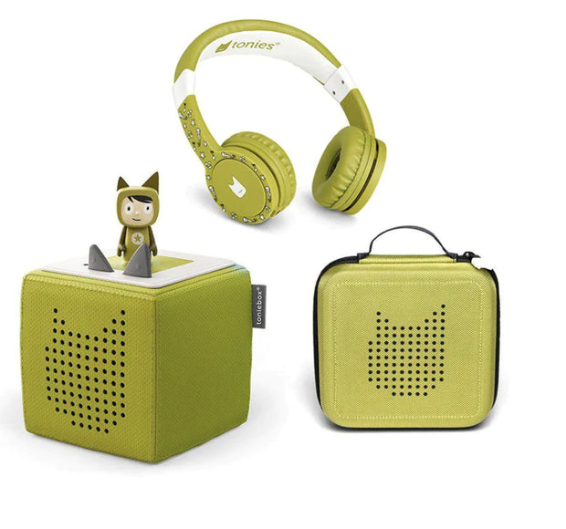 Tonies Starter Bundle | Green | Headphones | Tonie Box | Character | Carrier