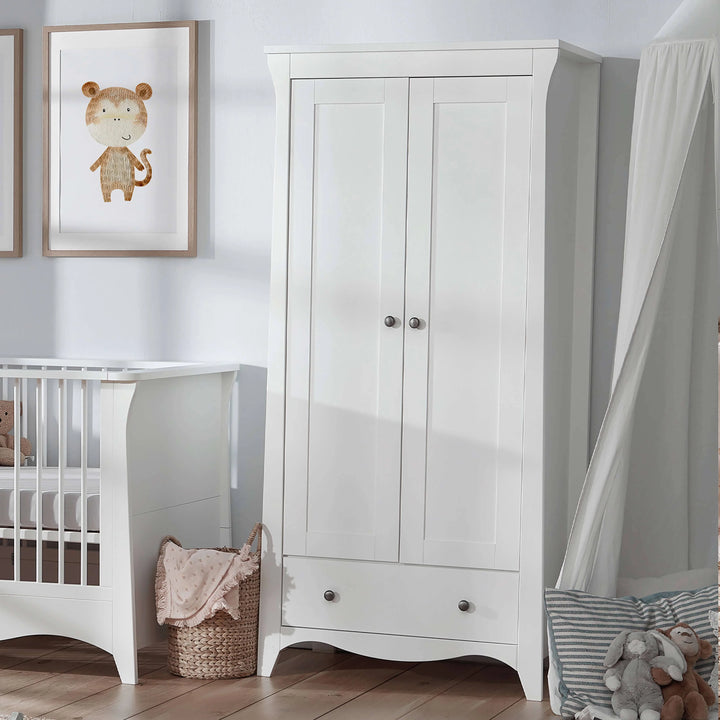 Cuddleco Clara 3 Piece Nursery Furniture Set (Cot Bed, Dresser & Wardrobe) - White