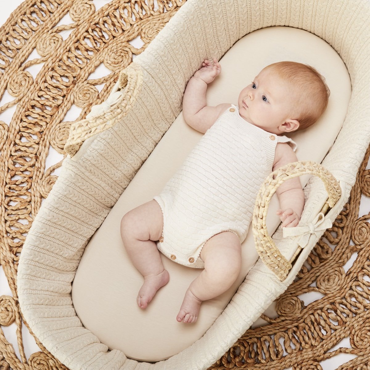 The Little Green Sheep Organic Moses Basket Sheet - Linen