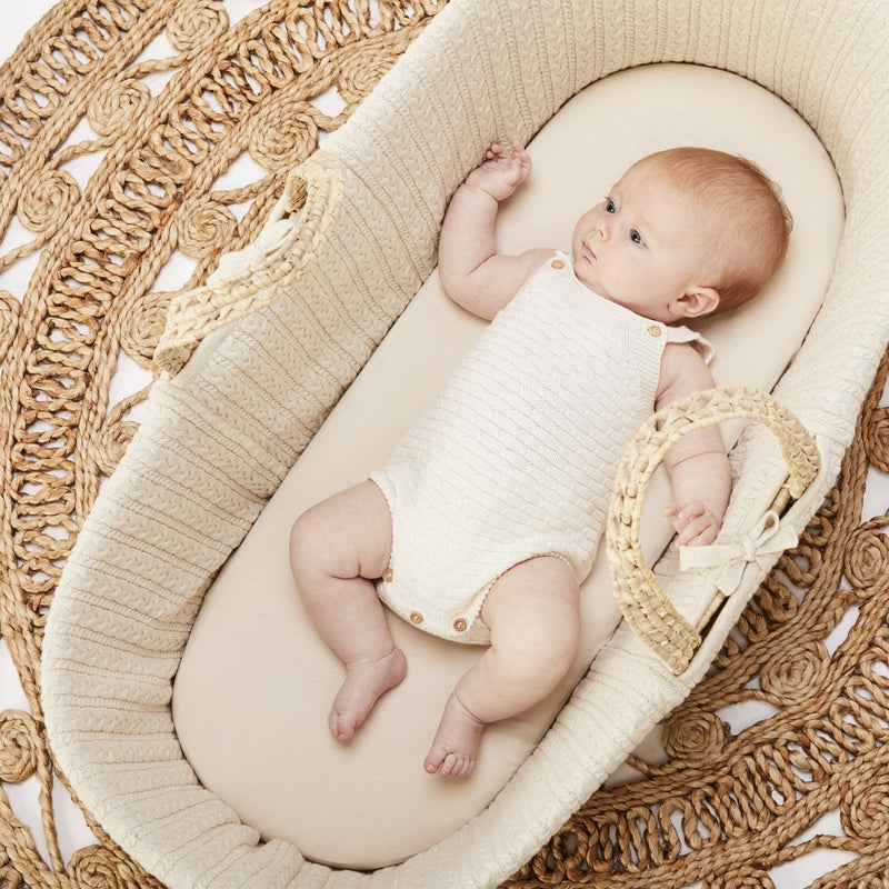 The Little Green Sheep Organic Moses Basket Sheet - Linen