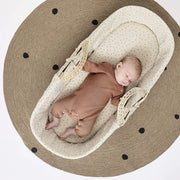 The Little Green Sheep Quilted Moses Basket & Mattress - Printed Linen