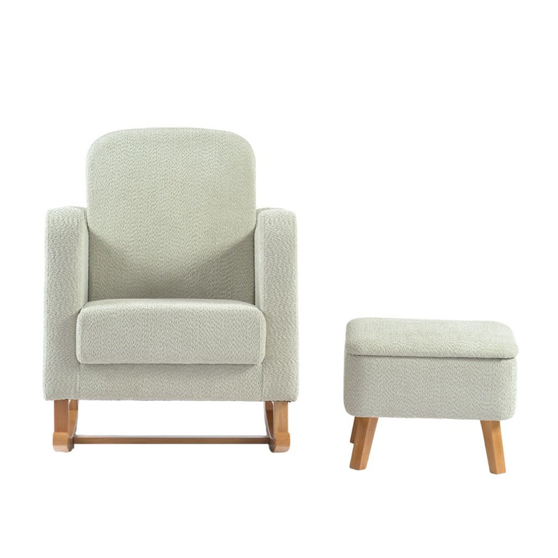 Bebe & Beyond Soother Nursing Chair + Stool – Boucle Collection Sage
