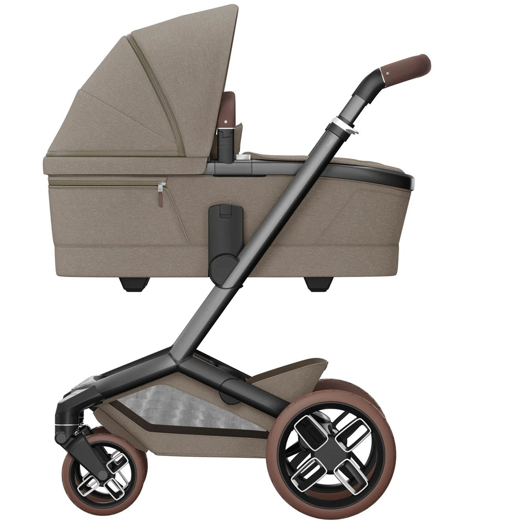 Maxi-Cosi Fame 10 Piece Premium Travel System - Twillic Truffle/Brown Wheels