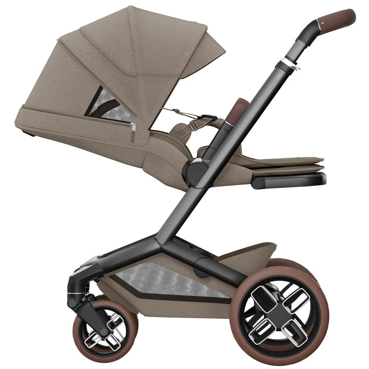 Maxi-Cosi Fame 10 Piece Premium Travel System - Twillic Truffle/Brown Wheels