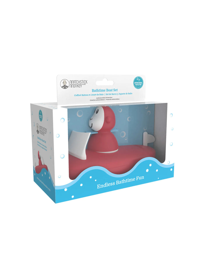 Matchstick Monkey Bathtime Boat Set - Red