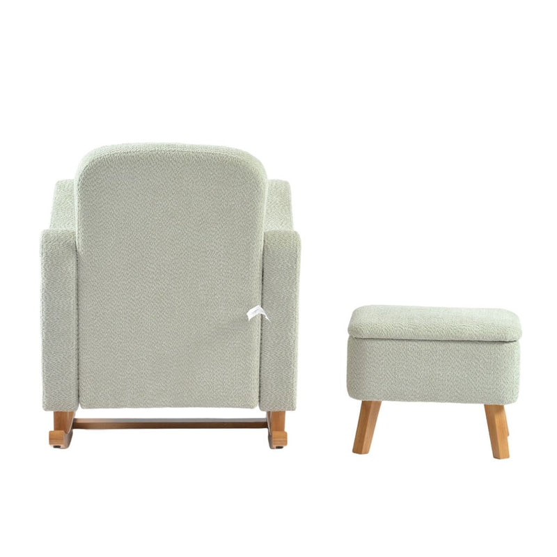 Bebe & Beyond Soother Nursing Chair + Stool – Boucle Collection Sage