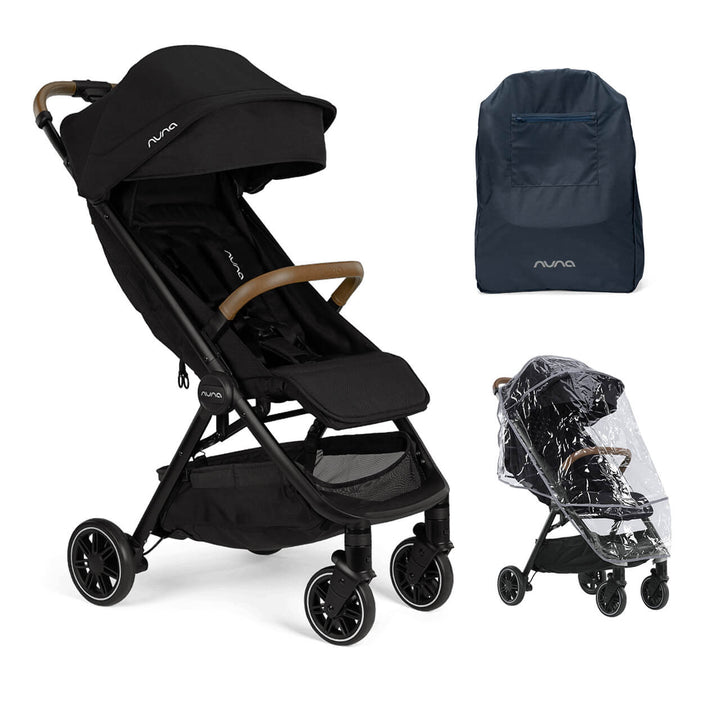 Nuna TRVL Compact Stroller with Raincover & Travel Bag - Caviar