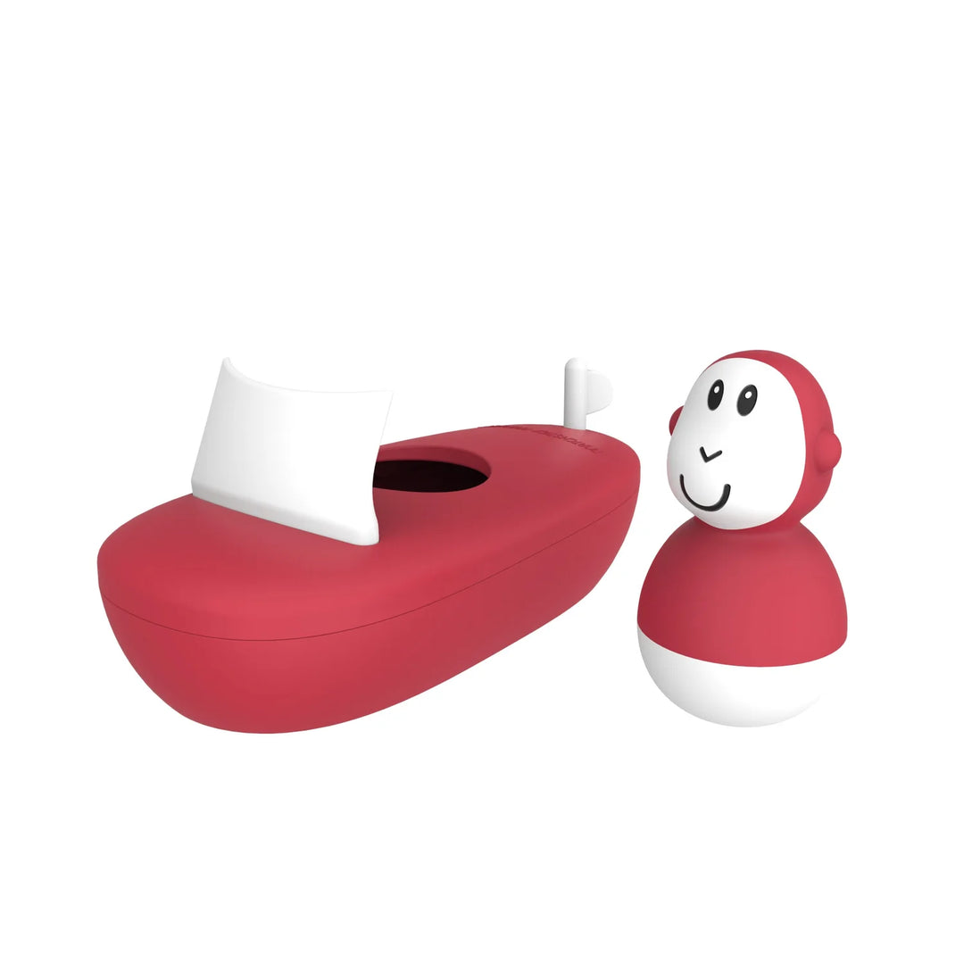 Matchstick Monkey Bathtime Boat Set - Red