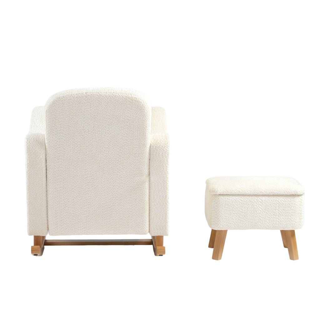 Bebe & Beyond Soother Nursing Chair + Stool – Boucle Collection Off White