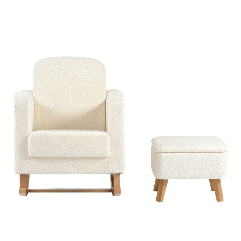 Bebe & Beyond Soother Nursing Chair + Stool – Boucle Collection Off White