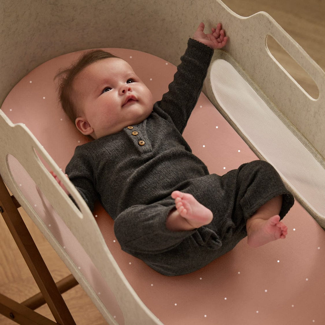 Snuz Moses Basket/Pram 2 Pack Fitted Sheets – Blush/Dot