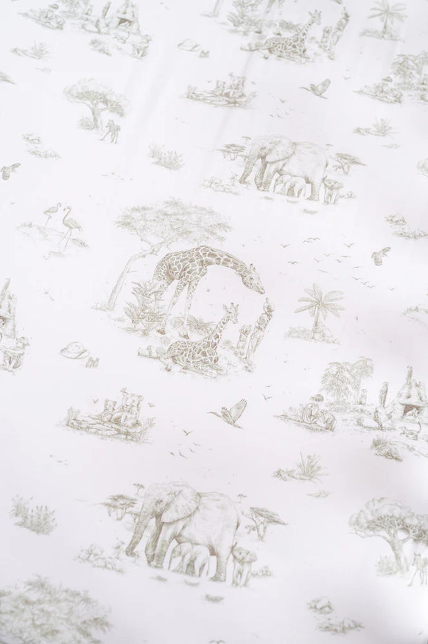 The Gilded Bird Fitted Cot Bed Fitted Sheet - Safari Toile