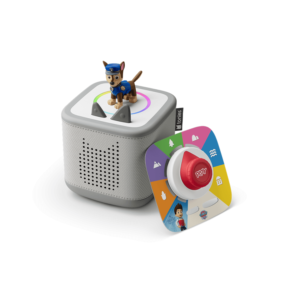 tonies Toniebox 2 Play Set with Paw Patrol Chase Tonie, Tonieplay Game & Tonieplay Controller - Moon Grey