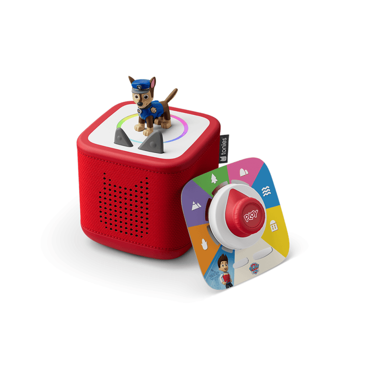 tonies Toniebox 2 Play Set with Paw Patrol Chase Tonie, Tonieplay Game & Tonieplay Controller - Sunset Red
