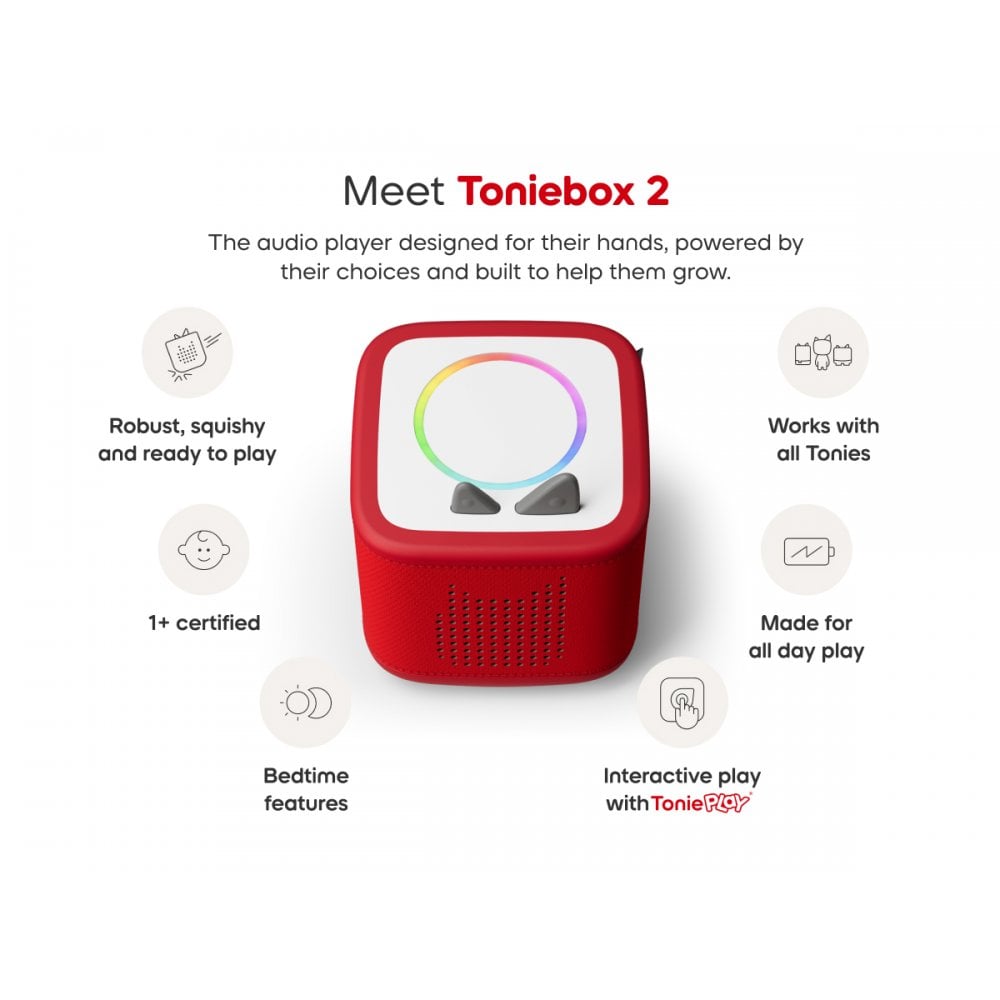 tonies Toniebox 2 Play Set with Paw Patrol Chase Tonie, Tonieplay Game & Tonieplay Controller - Sunset Red