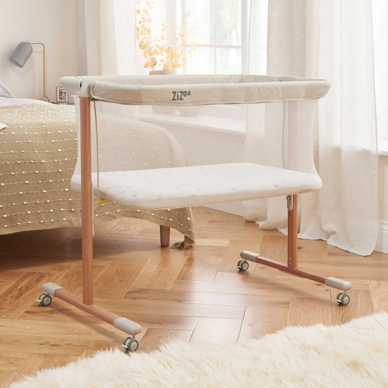 Tutti Bambini ZiZee® Breathable Rocking Crib - Scandinavian Walnut