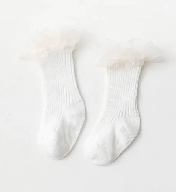 Bizzi Growin Tutu Knee Socks - White