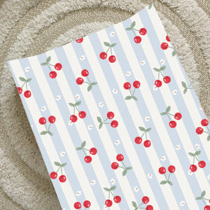 Bobbin & Bumble Anti-Roll Wedge Baby Changing Mat - Cherry Stripe