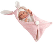Arias 33cm Natal Doll with Bunny Blanket - Pink