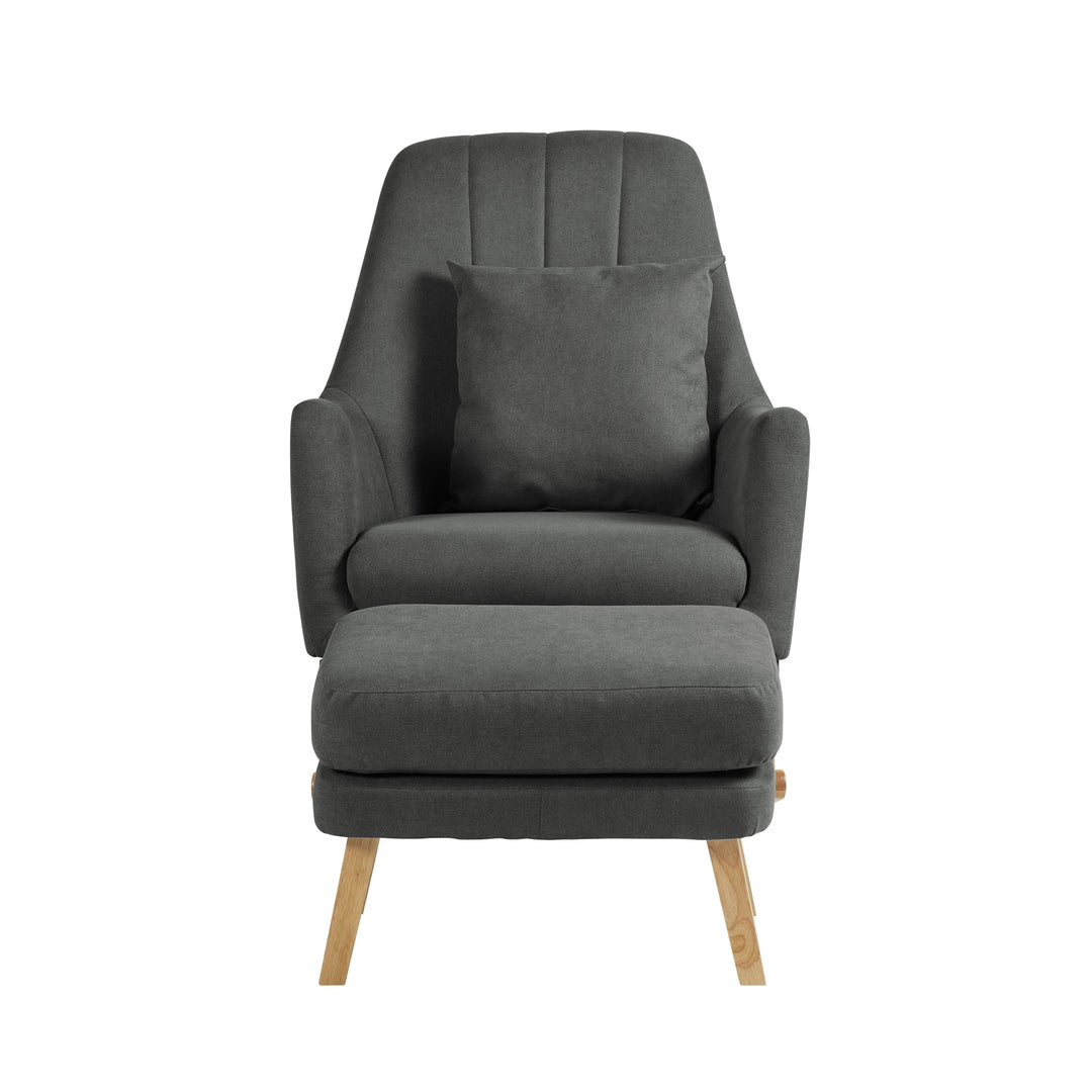 Ickle Bubba Eden Deluxe Nursery Chair and Stool - Charcoal Grey