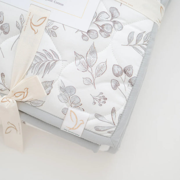 Gilded Bird Lovely Leaves Grey Quilted Playmat